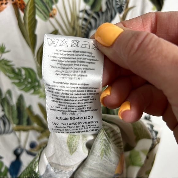 No Excess Palm Tropical Tiger Print Short Sleeve Button Up Shirt Large - Picture 6 of 6